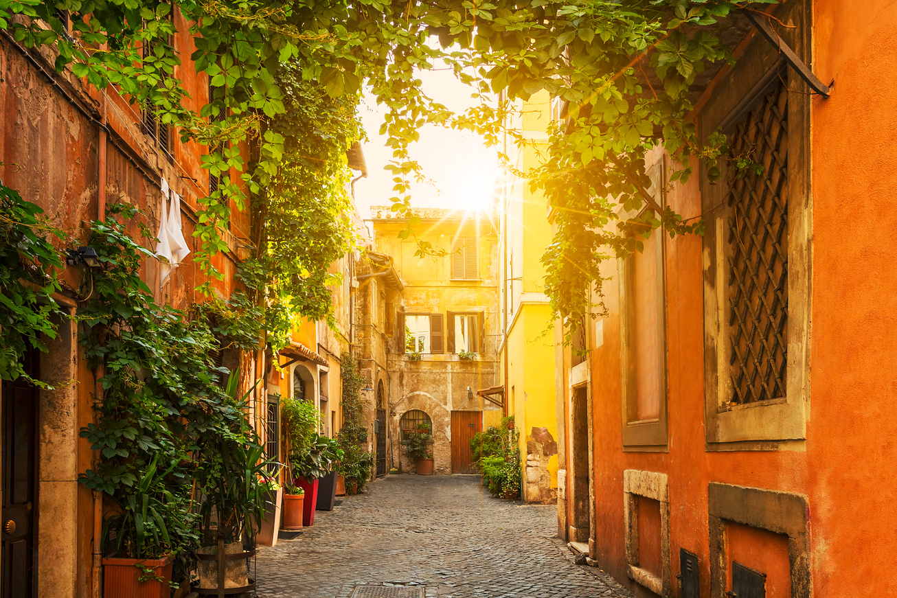 Old street in Trastevere in Rome